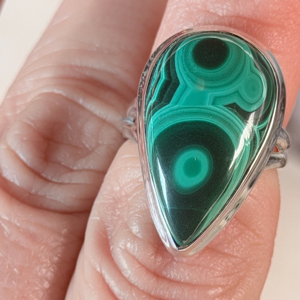 Congo Malachite Ring Solid 925 Sterling Silver Si… - image 5